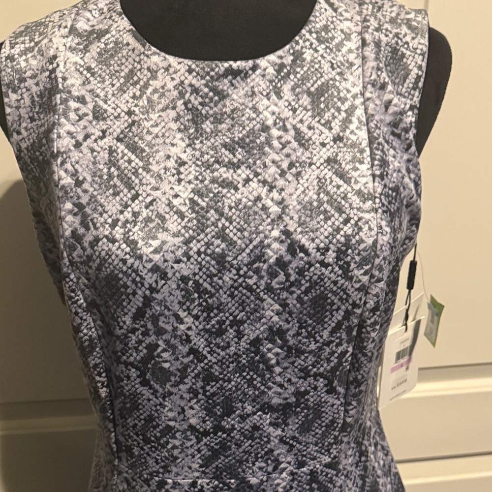 Calvin Klein Black and Gray Snake Print Midi Dress - Picture 2 of 11